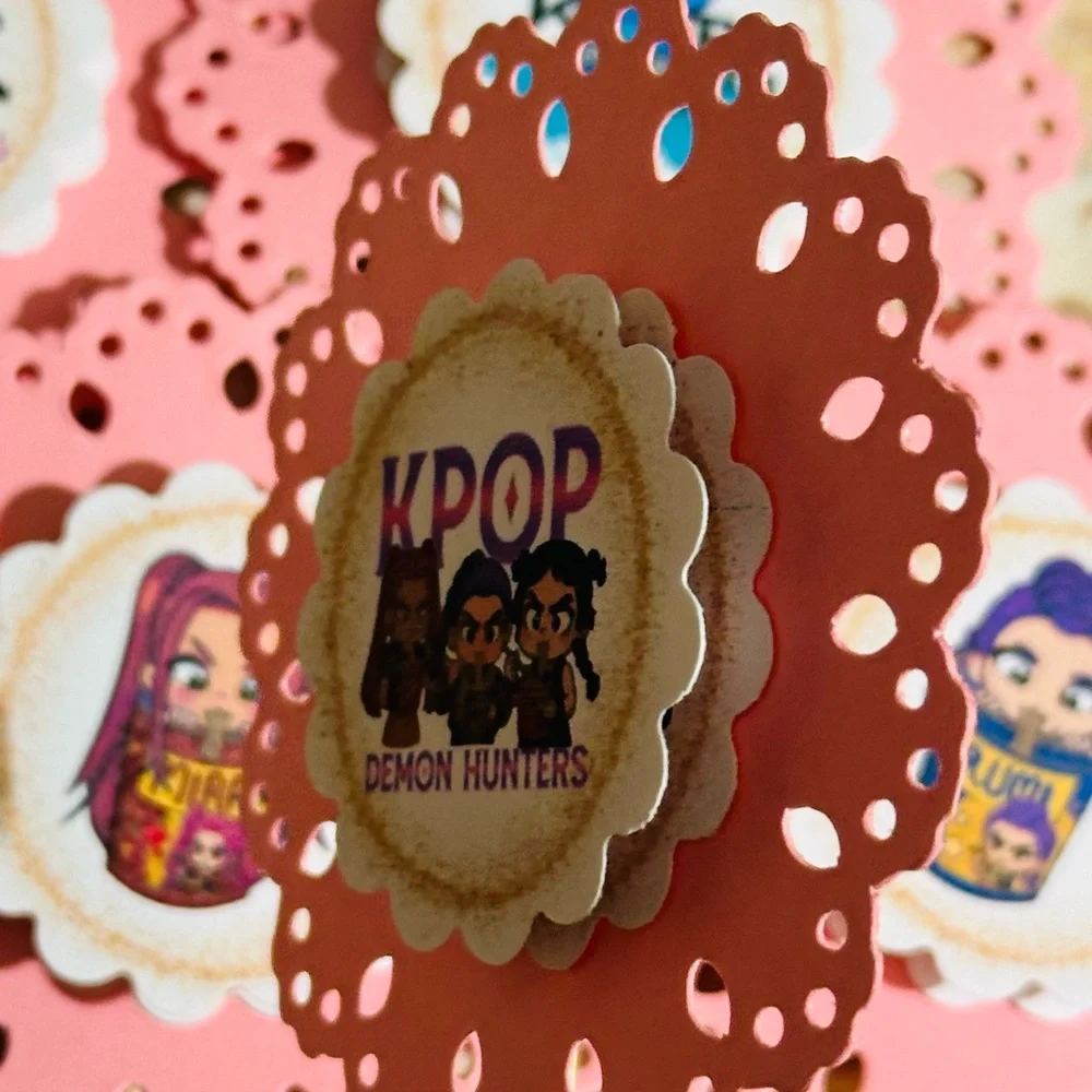 Pink KPOP Demon Hunters Jumbo Cupcake Toppers 3.5”